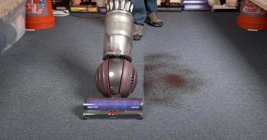 Testing Pickup of Surface Debris on Low Pile Carpet - Dyson Ball Animal 3