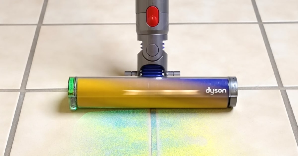The Dysons Laser Slim Fluffy Soft Roller Head Was Excellent at Debris Pickup - Best Vacuum for Tile Floors