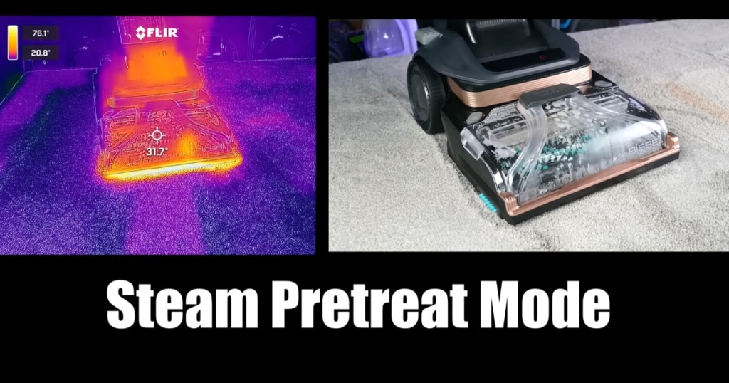 Testing Steam Pre-Treat Mode - Bissell Revolution HydroSteam Pet Carpet Cleaner Review